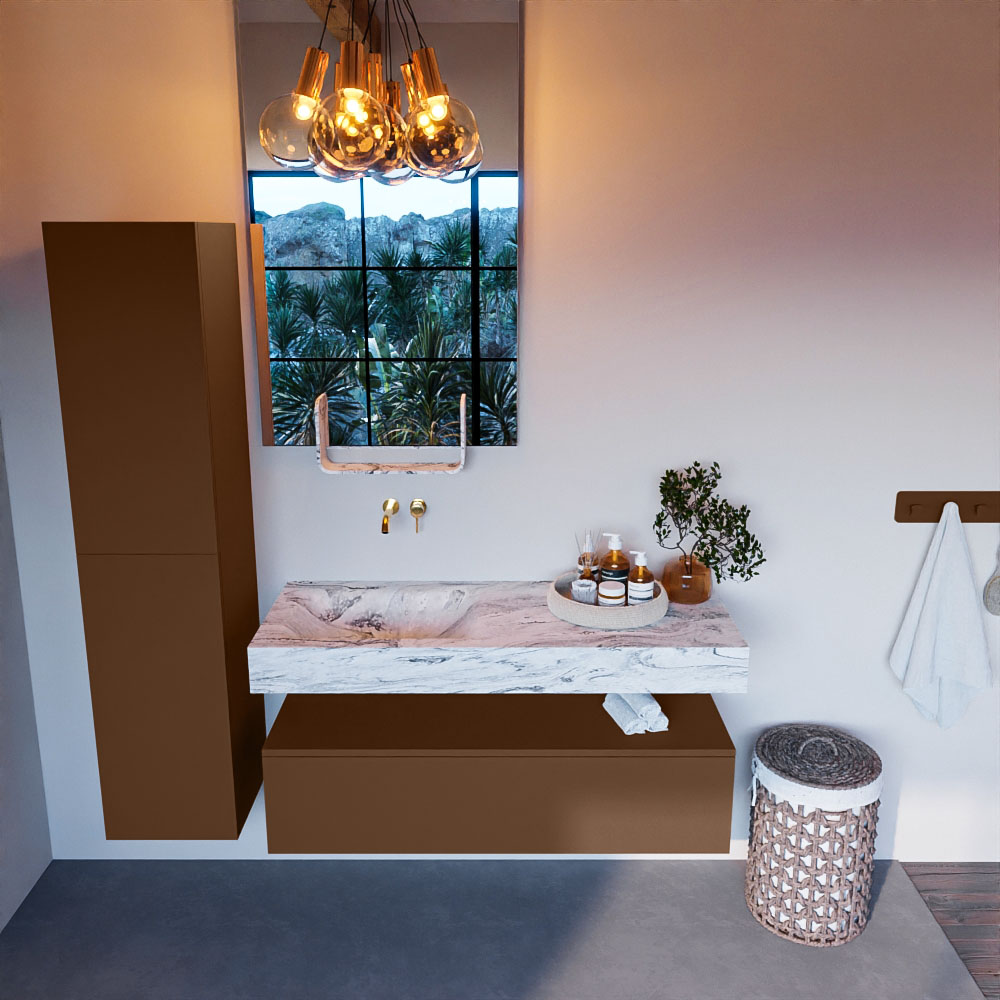 MONDIAZ ALAN-DLUX 120cm mueble de baño Rust 1 cajón. Lavabo CLOUD Izquierda sin orificios color Glace. 2 MONDIAZ ALAN-DLUX 120cm mueble de baño Rust 1 cajón. Lavabo CLOUD Izquierda sin orificios color Glace. - Imagen 2