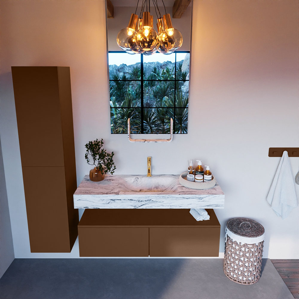 MONDIAZ ALAN-DLUX 120cm mueble de baño Rust 2 cajones. Lavabo CLOUD Centro 1 orificio color Glace. 2 MONDIAZ ALAN-DLUX 120cm mueble de baño Rust 2 cajones. Lavabo CLOUD Centro 1 orificio color Glace. - Imagen 2