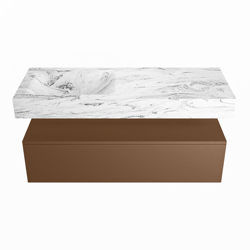 MONDIAZ ALAN-DLUX 120cm mueble de baño Rust 1 cajón. Lavabo CLOUD Izquierda 1 orificio color Glace. 4 MONDIAZ ALAN-DLUX 120cm mueble de baño Rust 1 cajón. Lavabo CLOUD Izquierda 1 orificio color Glace. - Imagen 4