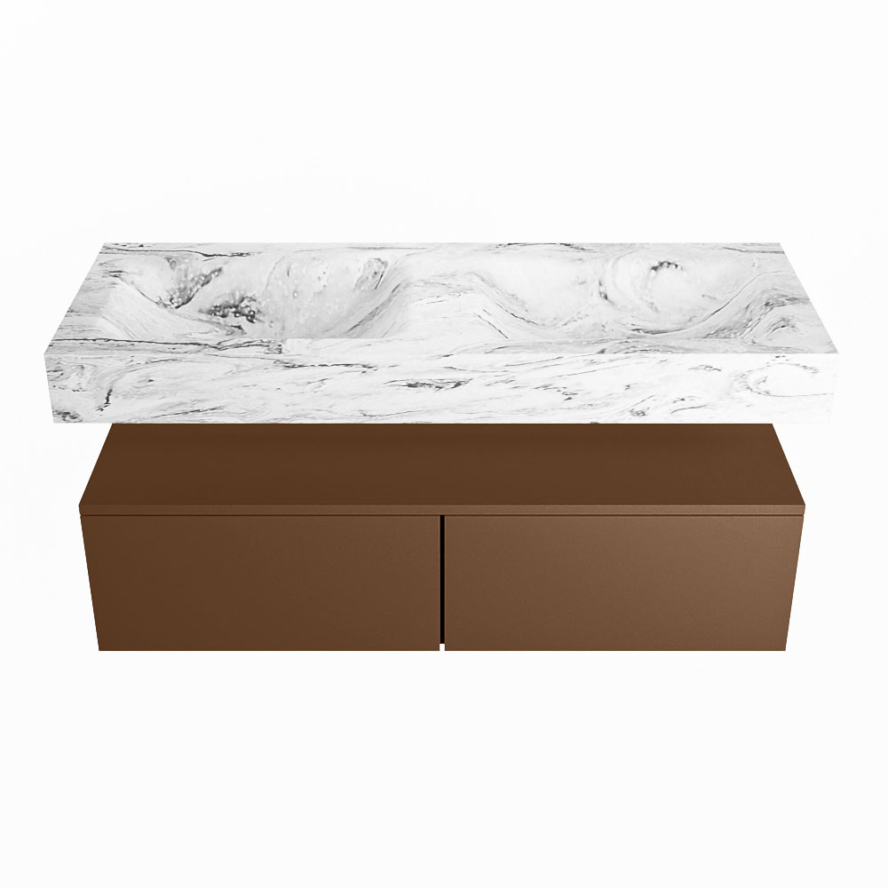 MONDIAZ ALAN-DLUX 120cm mueble de baño Rust 2 cajones. Lavabo CLOUD Doble sin orificios color Glace. 4 MONDIAZ ALAN-DLUX 120cm mueble de baño Rust 2 cajones. Lavabo CLOUD Doble sin orificios color Glace. - Imagen 4