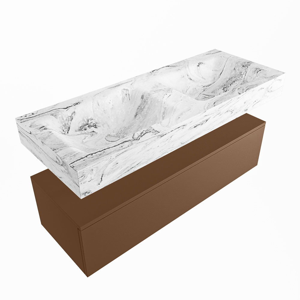 MONDIAZ ALAN-DLUX 120cm mueble de baño Rust 1 cajón. Lavabo CLOUD Doble 2 orificios color Glace. 5 MONDIAZ ALAN-DLUX 120cm mueble de baño Rust 1 cajón. Lavabo CLOUD Doble 2 orificios color Glace. - Imagen 5