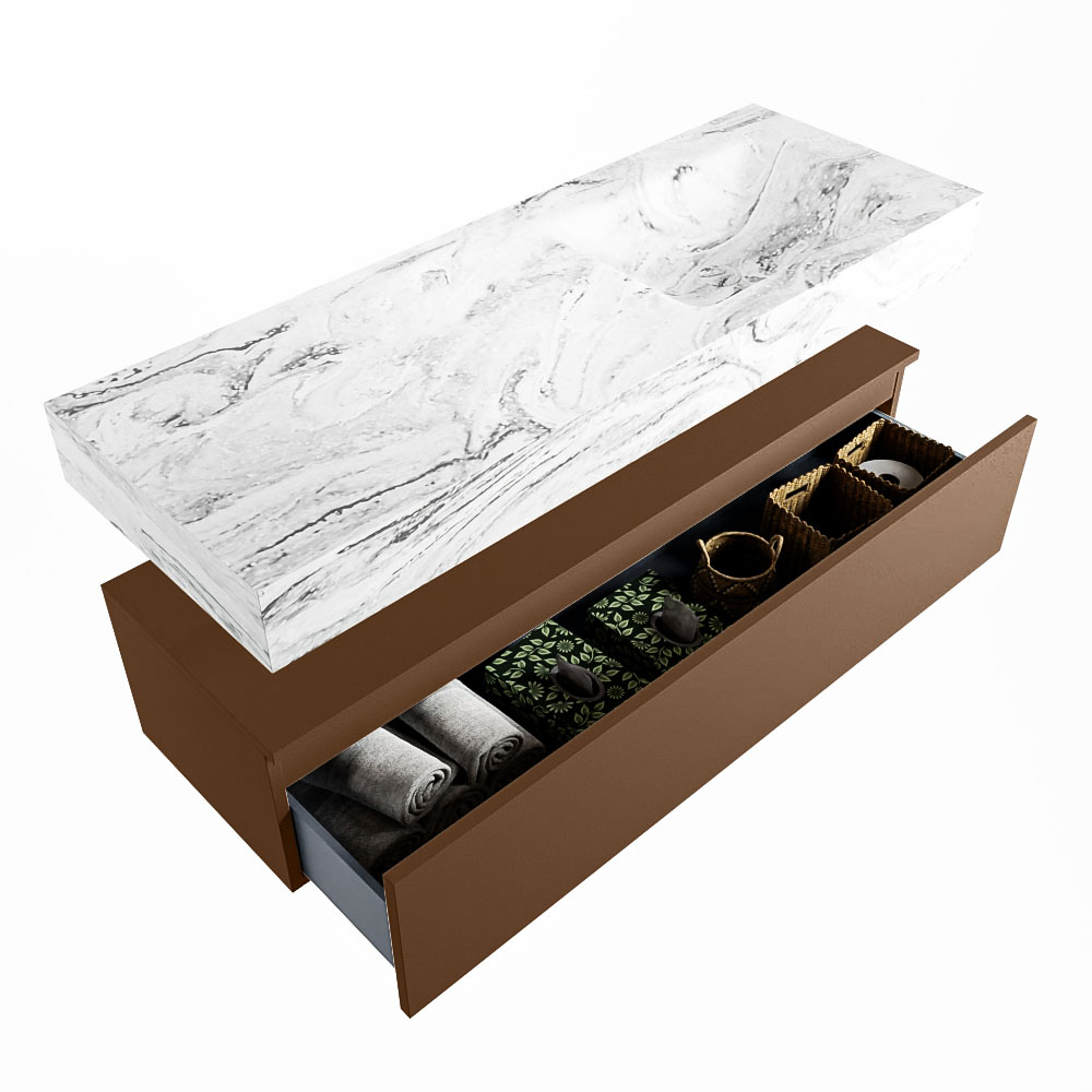 MONDIAZ ALAN-DLUX 130cm mueble de baño Rust 1 cajón. Lavabo CLOUD Derecho sin orificios color Glace. 6 MONDIAZ ALAN-DLUX 130cm mueble de baño Rust 1 cajón. Lavabo CLOUD Derecho sin orificios color Glace. - Imagen 6