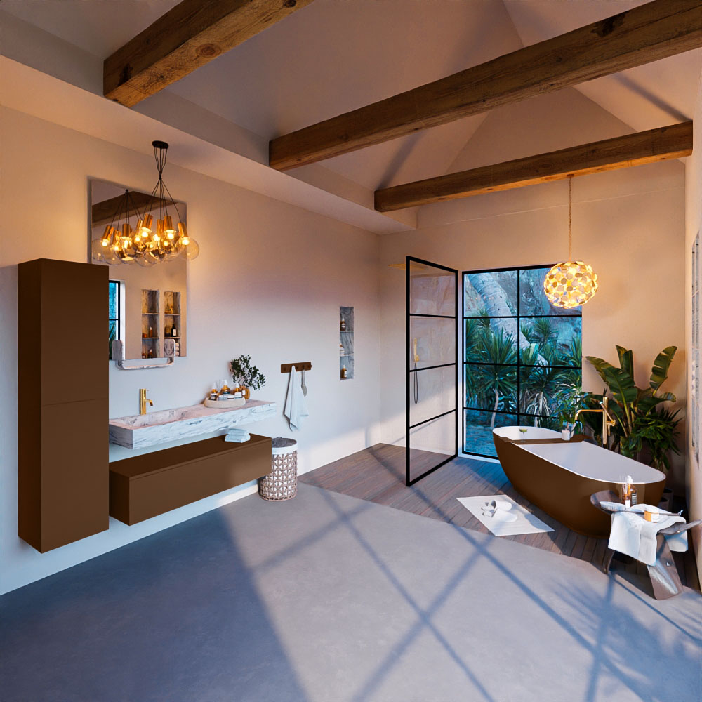 MONDIAZ ALAN-DLUX 120cm mueble de baño Rust 1 cajón. Lavabo CLOUD Izquierda 1 orificio color Glace. 3 MONDIAZ ALAN-DLUX 120cm mueble de baño Rust 1 cajón. Lavabo CLOUD Izquierda 1 orificio color Glace. - Imagen 3