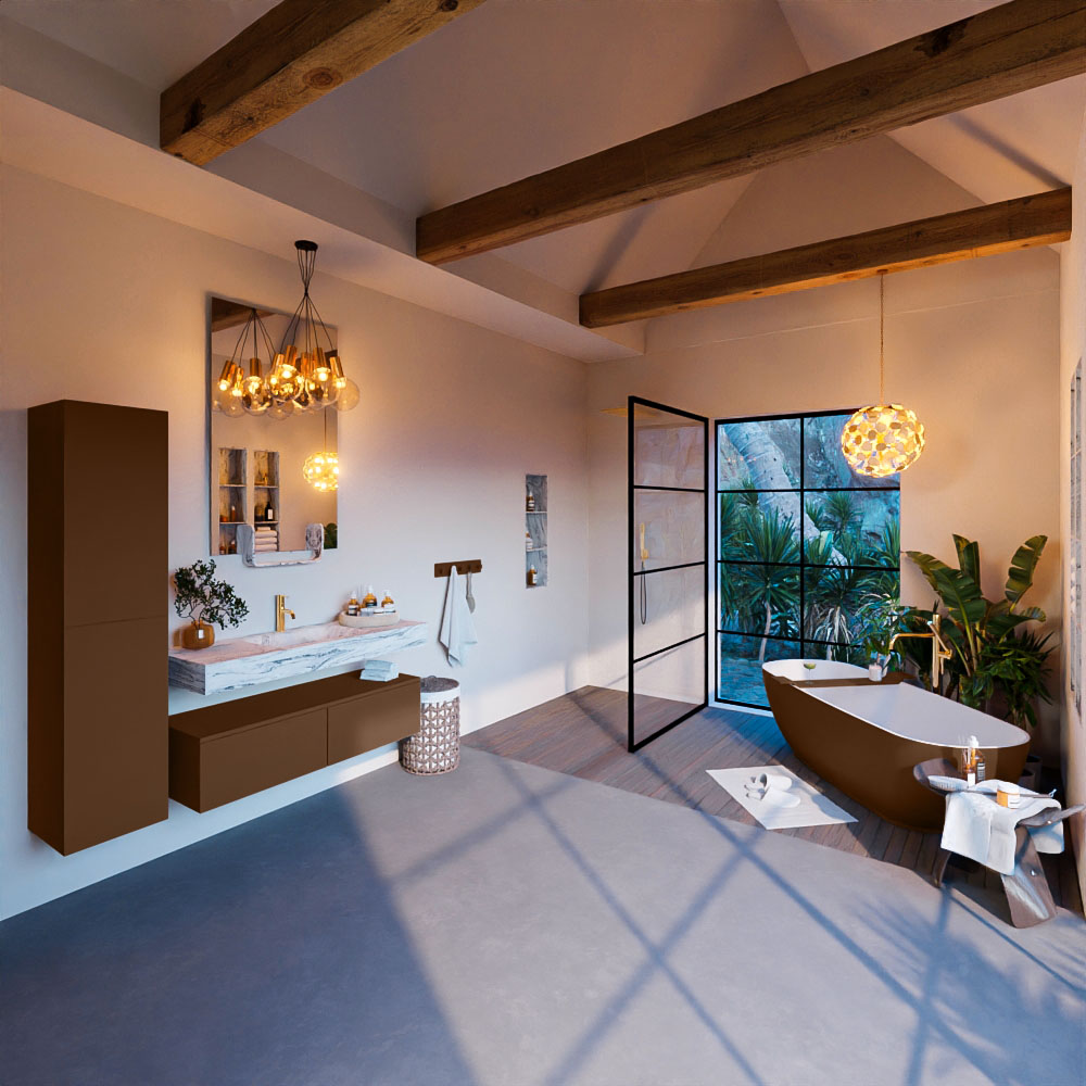 MONDIAZ ALAN-DLUX 120cm mueble de baño Rust 2 cajones. Lavabo CLOUD Centro 1 orificio color Glace. 3 MONDIAZ ALAN-DLUX 120cm mueble de baño Rust 2 cajones. Lavabo CLOUD Centro 1 orificio color Glace. - Imagen 3