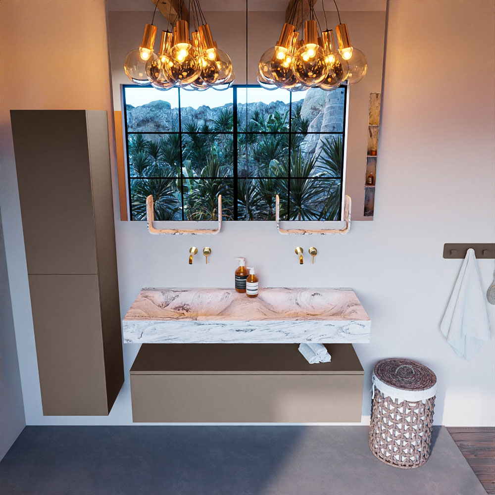 MONDIAZ ALAN-DLUX 120cm mueble de baño Smoke 1 cajón. Lavabo CLOUD Doble sin orificios color Glace. 2 MONDIAZ ALAN-DLUX 120cm mueble de baño Smoke 1 cajón. Lavabo CLOUD Doble sin orificios color Glace. - Imagen 2
