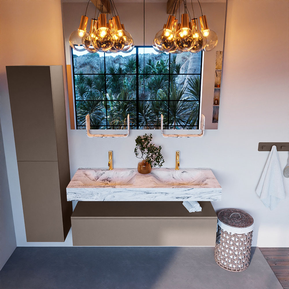 MONDIAZ ALAN-DLUX 130cm mueble de baño Smoke 1 cajón. Lavabo CLOUD Doble 2 orificios color Glace. 2 MONDIAZ ALAN-DLUX 130cm mueble de baño Smoke 1 cajón. Lavabo CLOUD Doble 2 orificios color Glace. - Imagen 2