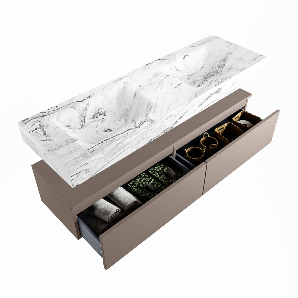 MONDIAZ ALAN-DLUX 150cm mueble de baño Smoke 2 cajones. Lavabo CLOUD Doble 2 orificios color Glace. 6 MONDIAZ ALAN-DLUX 150cm mueble de baño Smoke 2 cajones. Lavabo CLOUD Doble 2 orificios color Glace. - Imagen 6