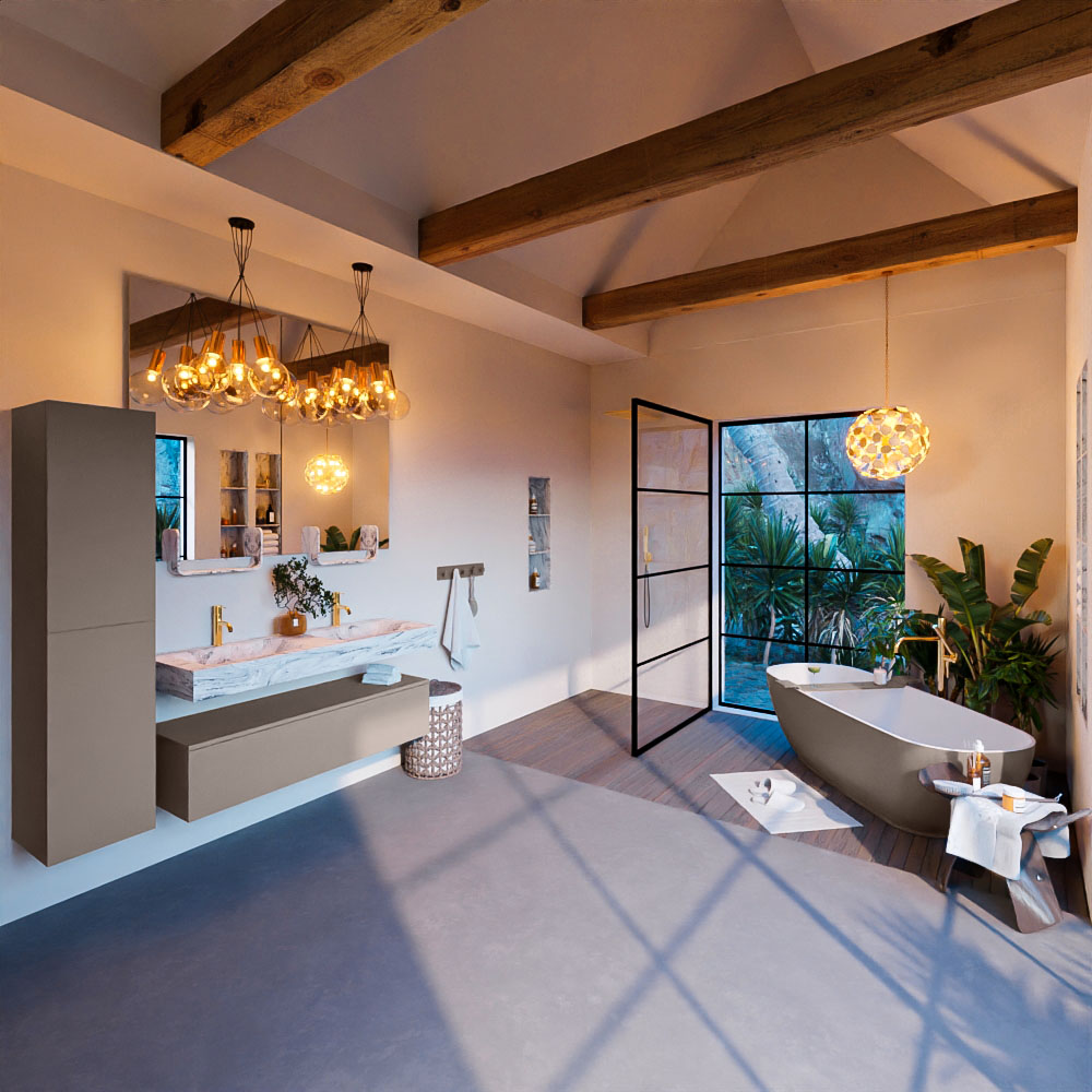 MONDIAZ ALAN-DLUX 130cm mueble de baño Smoke 1 cajón. Lavabo CLOUD Doble 2 orificios color Glace. 3 MONDIAZ ALAN-DLUX 130cm mueble de baño Smoke 1 cajón. Lavabo CLOUD Doble 2 orificios color Glace. - Imagen 3