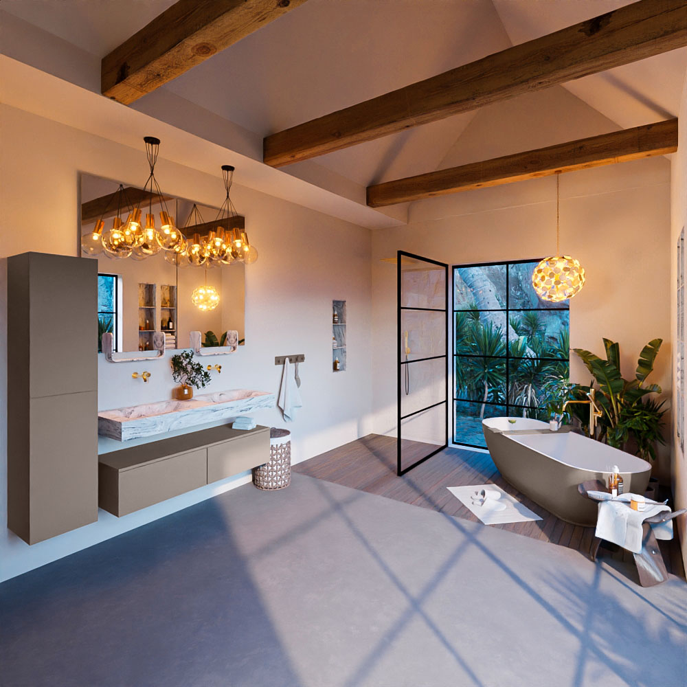 MONDIAZ ALAN-DLUX 130cm mueble de baño Smoke 2 cajones. Lavabo CLOUD Doble sin orificios color Glace. 3 MONDIAZ ALAN-DLUX 130cm mueble de baño Smoke 2 cajones. Lavabo CLOUD Doble sin orificios color Glace. - Imagen 3