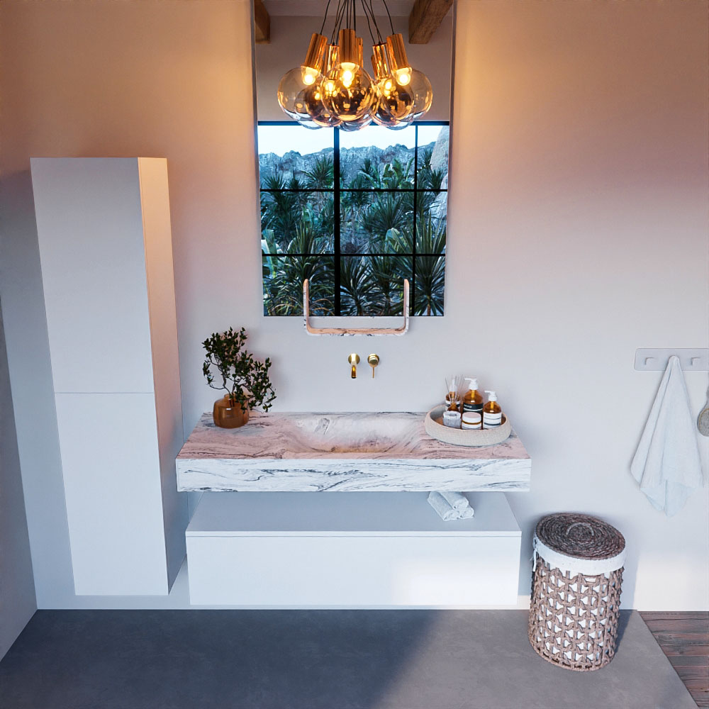 MONDIAZ ALAN-DLUX 120cm mueble de baño Talc 1 cajón. Lavabo CLOUD Centro sin orificios color Glace. 2 MONDIAZ ALAN-DLUX 120cm mueble de baño Talc 1 cajón. Lavabo CLOUD Centro sin orificios color Glace. - Imagen 2