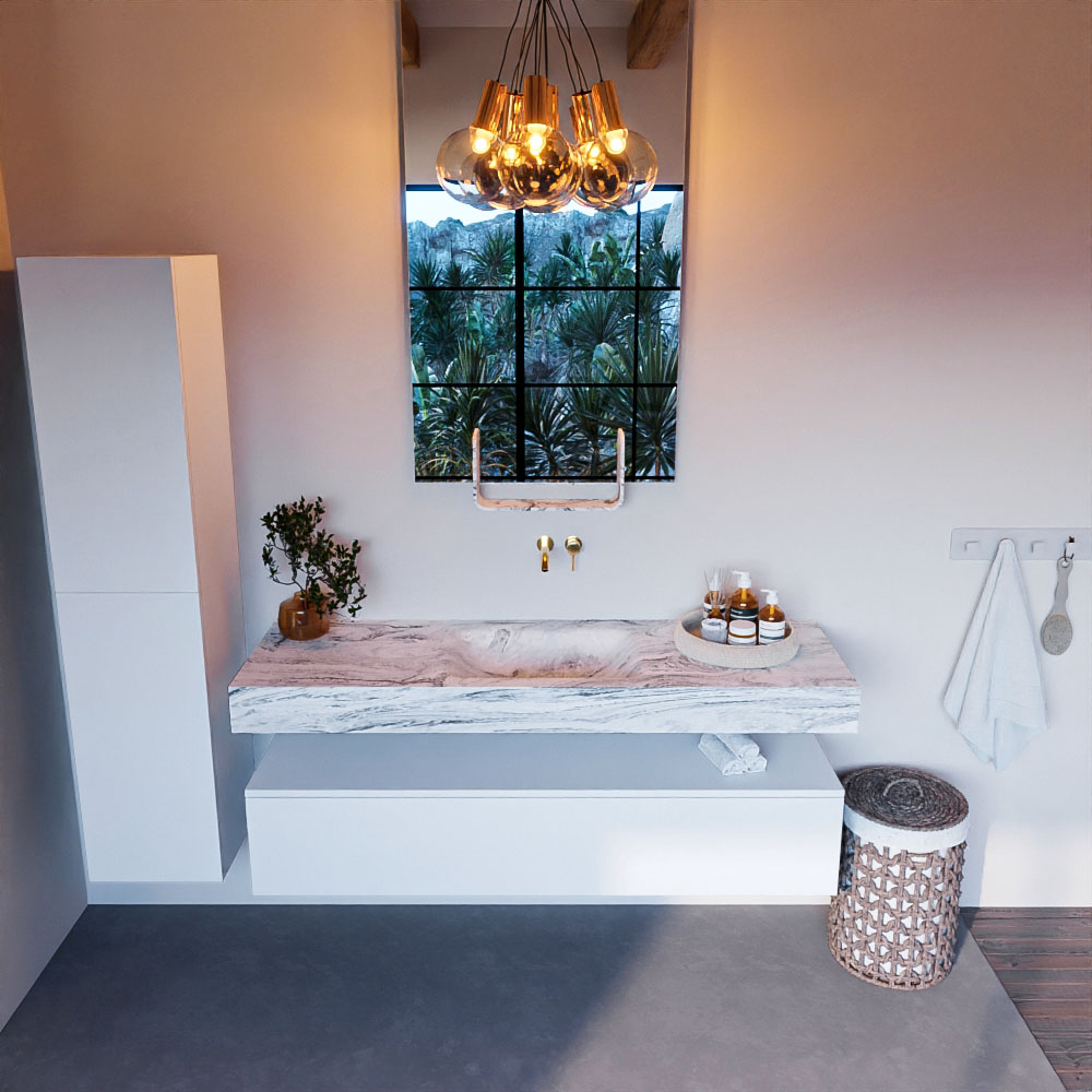 MONDIAZ ALAN-DLUX 150cm mueble de baño Talc 1 cajón. Lavabo CLOUD Centro sin orificios color Glace. 2 MONDIAZ ALAN-DLUX 150cm mueble de baño Talc 1 cajón. Lavabo CLOUD Centro sin orificios color Glace. - Imagen 2