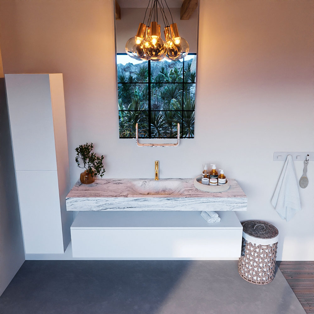 MONDIAZ ALAN-DLUX 150cm mueble de baño Talc 1 cajón. Lavabo CLOUD Centro 1 orificio color Glace. 2 MONDIAZ ALAN-DLUX 150cm mueble de baño Talc 1 cajón. Lavabo CLOUD Centro 1 orificio color Glace. - Imagen 2