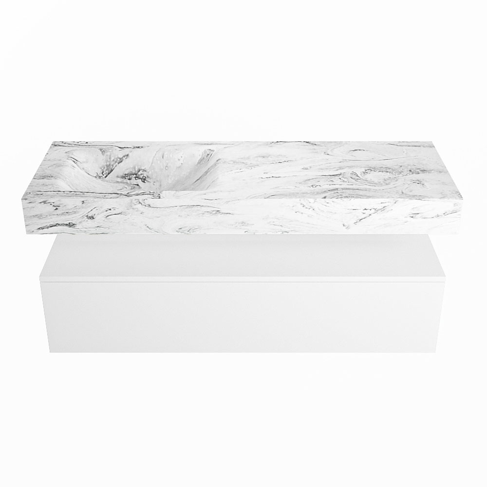 MONDIAZ ALAN-DLUX 130cm mueble de baño Talc 1 cajón. Lavabo CLOUD Izquierda sin orificios color Glace. 4 MONDIAZ ALAN-DLUX 130cm mueble de baño Talc 1 cajón. Lavabo CLOUD Izquierda sin orificios color Glace. - Imagen 4