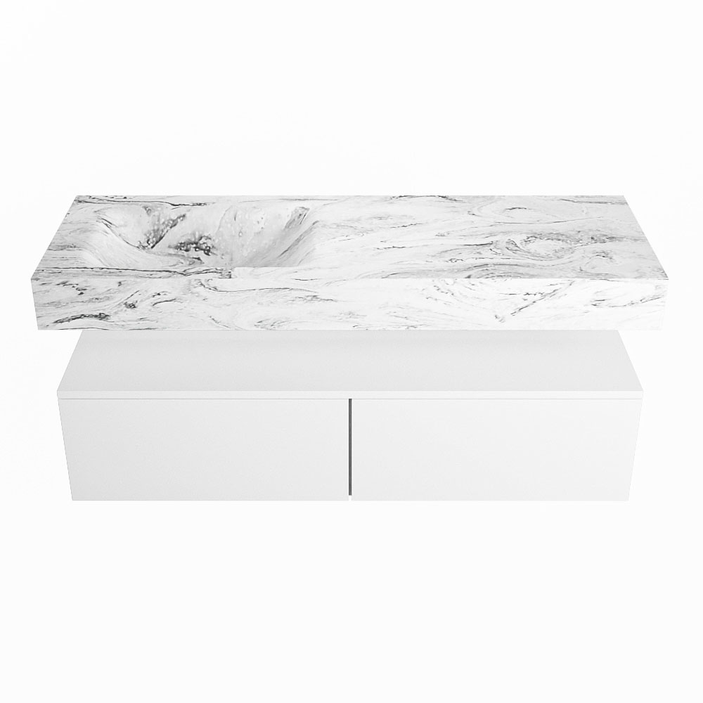 MONDIAZ ALAN-DLUX 130cm mueble de baño Talc 2 cajones. Lavabo CLOUD Izquierda 1 orificio color Glace. 4 MONDIAZ ALAN-DLUX 130cm mueble de baño Talc 2 cajones. Lavabo CLOUD Izquierda 1 orificio color Glace. - Imagen 4
