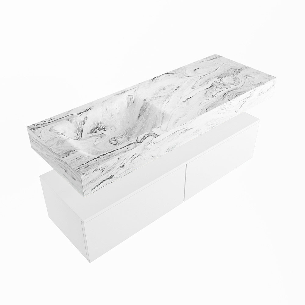 MONDIAZ ALAN-DLUX 130cm mueble de baño Talc 2 cajones. Lavabo CLOUD Izquierda 1 orificio color Glace. 5 MONDIAZ ALAN-DLUX 130cm mueble de baño Talc 2 cajones. Lavabo CLOUD Izquierda 1 orificio color Glace. - Imagen 5
