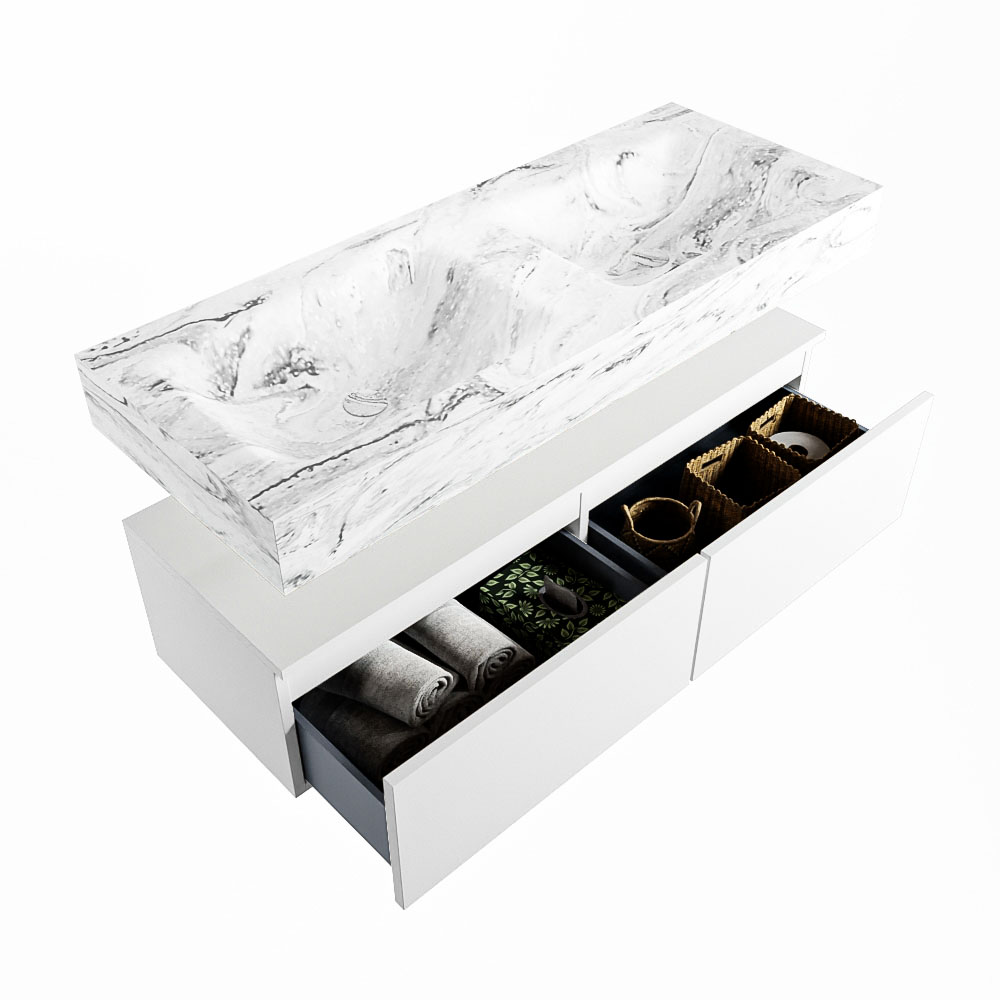 MONDIAZ ALAN-DLUX 120cm mueble de baño Talc 2 cajones. Lavabo CLOUD Doble sin orificios color Glace. 6 MONDIAZ ALAN-DLUX 120cm mueble de baño Talc 2 cajones. Lavabo CLOUD Doble sin orificios color Glace. - Imagen 6