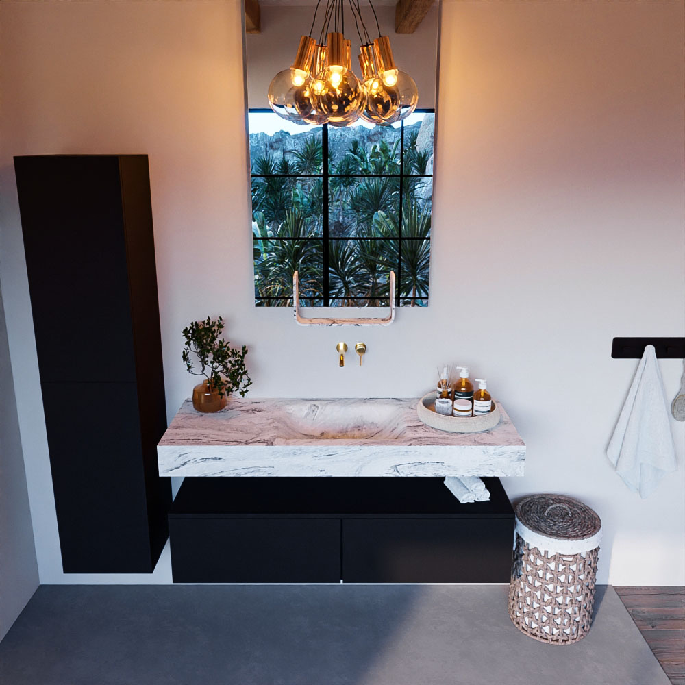 MONDIAZ ALAN-DLUX 130cm mueble de baño Urban 2 cajones. Lavabo CLOUD Centro sin orificios color Glace. 2 MONDIAZ ALAN-DLUX 130cm mueble de baño Urban 2 cajones. Lavabo CLOUD Centro sin orificios color Glace. - Imagen 2