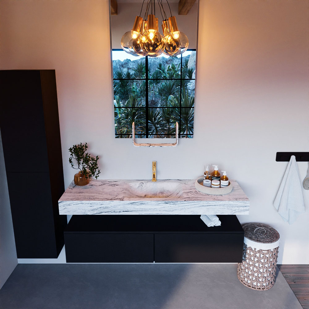 MONDIAZ ALAN-DLUX 150cm mueble de baño Urban 2 cajones. Lavabo CLOUD Centro 1 orificio color Glace. 2 MONDIAZ ALAN-DLUX 150cm mueble de baño Urban 2 cajones. Lavabo CLOUD Centro 1 orificio color Glace. - Imagen 2