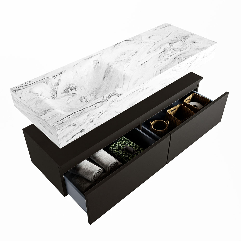 MONDIAZ ALAN-DLUX 130cm mueble de baño Urban 2 cajones. Lavabo CLOUD Izquierda 1 orificio color Glace. 6 MONDIAZ ALAN-DLUX 130cm mueble de baño Urban 2 cajones. Lavabo CLOUD Izquierda 1 orificio color Glace. - Imagen 6