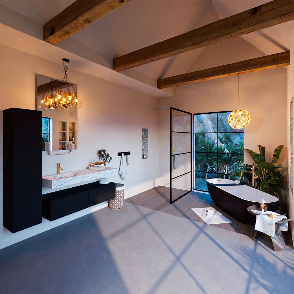 MONDIAZ ALAN-DLUX 130cm mueble de baño Urban 2 cajones. Lavabo CLOUD Izquierda 1 orificio color Glace. 3 MONDIAZ ALAN-DLUX 130cm mueble de baño Urban 2 cajones. Lavabo CLOUD Izquierda 1 orificio color Glace. - Imagen 3