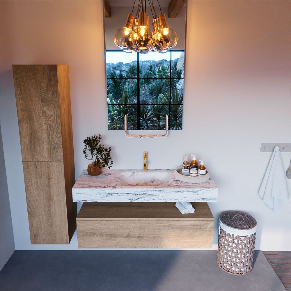 MONDIAZ ALAN-DLUX 120cm mueble de baño Washed Oak 1 cajón. Lavabo CLOUD Centro 1 orificio color Glace. 2 MONDIAZ ALAN-DLUX 120cm mueble de baño Washed Oak 1 cajón. Lavabo CLOUD Centro 1 orificio color Glace. - Imagen 2