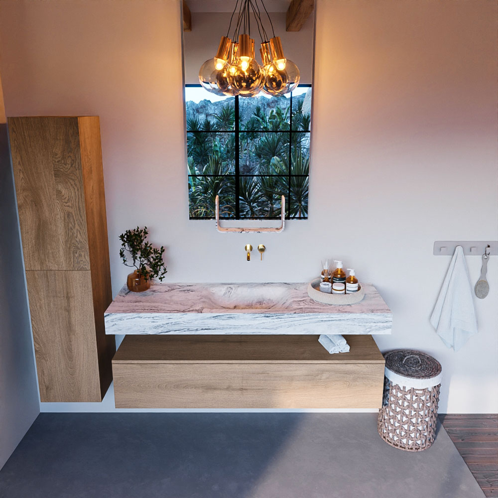 MONDIAZ ALAN-DLUX 150cm mueble de baño Washed Oak 1 cajón. Lavabo CLOUD Centro sin orificios color Glace. 2 MONDIAZ ALAN-DLUX 150cm mueble de baño Washed Oak 1 cajón. Lavabo CLOUD Centro sin orificios color Glace. - Imagen 2