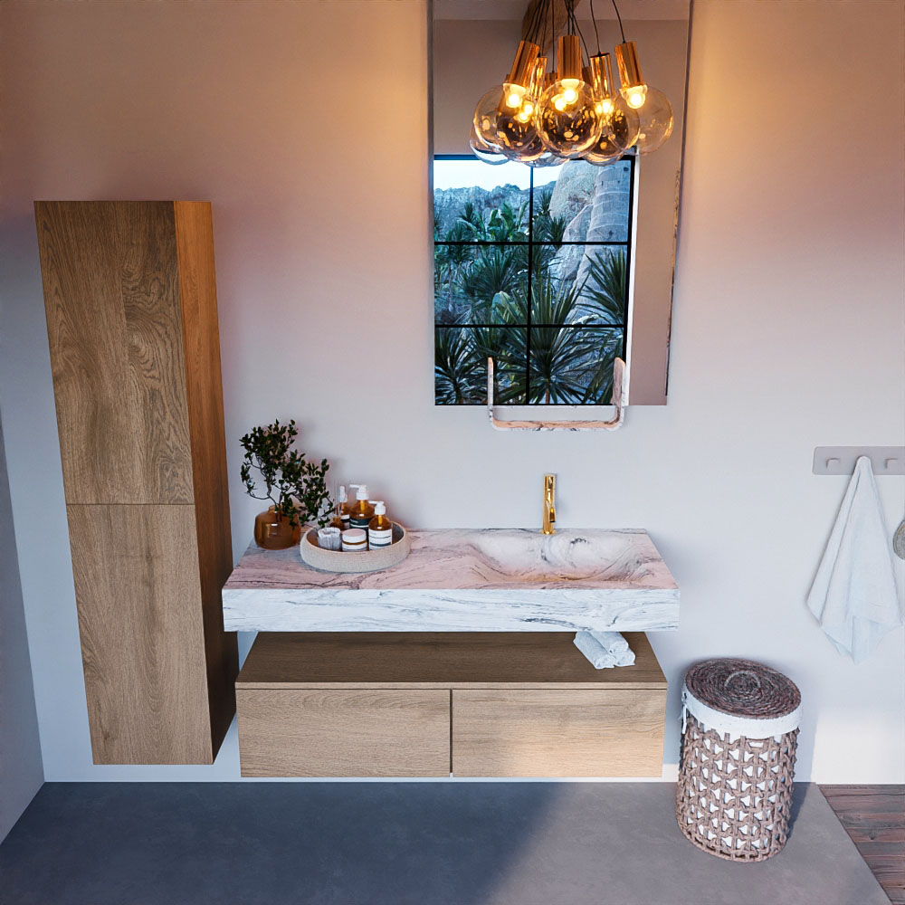MONDIAZ ALAN-DLUX 120cm mueble de baño Washed Oak 2 cajones. Lavabo CLOUD Derecho 1 orificio color Glace. 2 MONDIAZ ALAN-DLUX 120cm mueble de baño Washed Oak 2 cajones. Lavabo CLOUD Derecho 1 orificio color Glace. - Imagen 2
