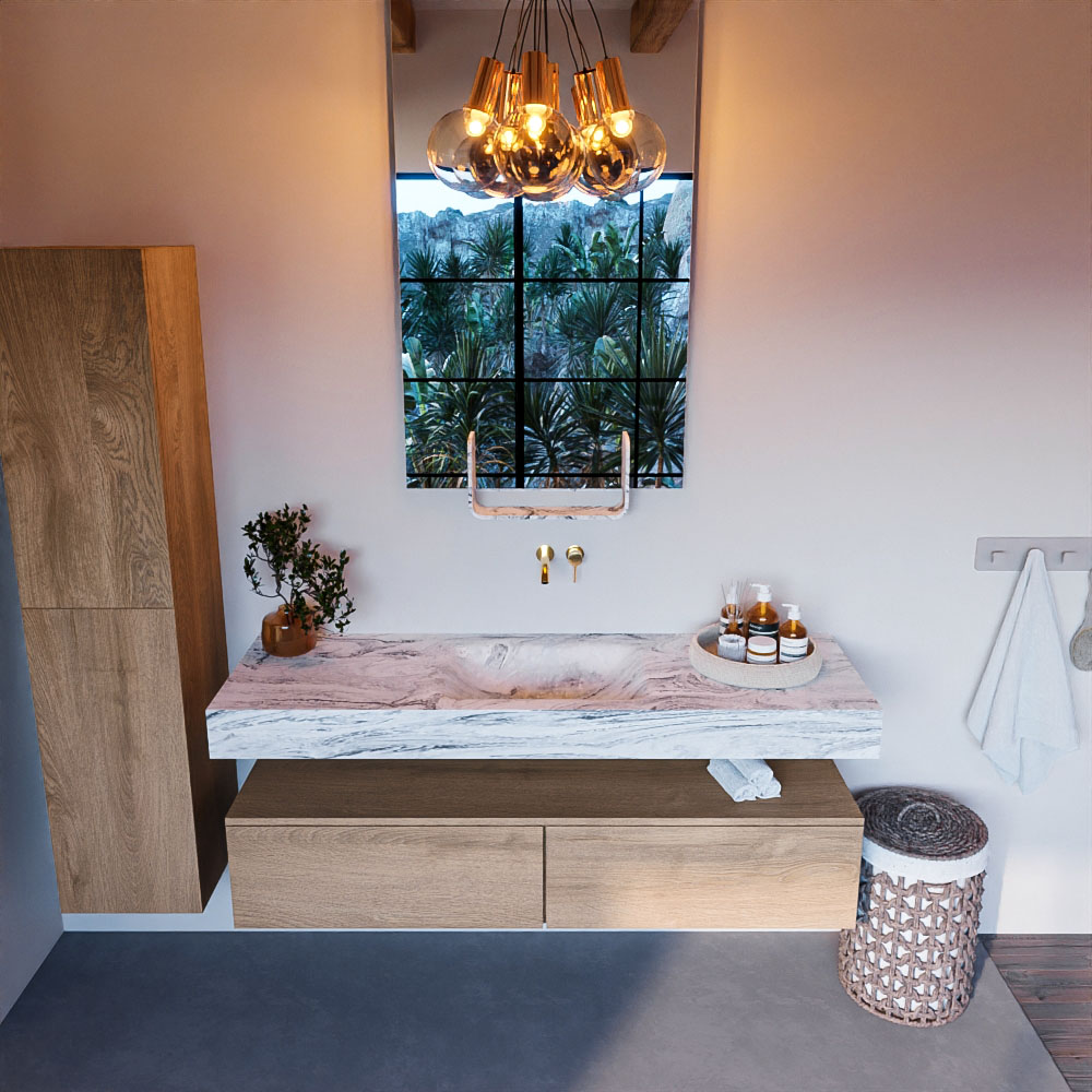 MONDIAZ ALAN-DLUX 150cm mueble de baño Washed Oak 2 cajones. Lavabo CLOUD Centro sin orificios color Glace. 2 MONDIAZ ALAN-DLUX 150cm mueble de baño Washed Oak 2 cajones. Lavabo CLOUD Centro sin orificios color Glace. - Imagen 2