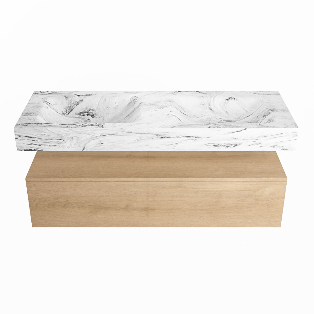 MONDIAZ ALAN-DLUX 130cm mueble de baño Washed Oak 1 cajón. Lavabo CLOUD Doble sin orificios color Glace. 4 MONDIAZ ALAN-DLUX 130cm mueble de baño Washed Oak 1 cajón. Lavabo CLOUD Doble sin orificios color Glace. - Imagen 4