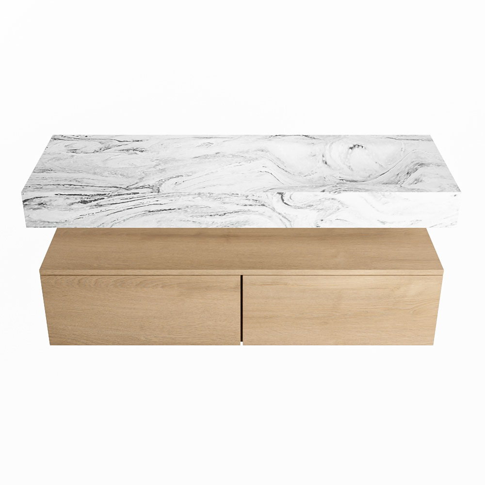 MONDIAZ ALAN-DLUX 130cm mueble de baño Washed Oak 2 cajones. Lavabo CLOUD Derecho sin orificios color Glace. 4 MONDIAZ ALAN-DLUX 130cm mueble de baño Washed Oak 2 cajones. Lavabo CLOUD Derecho sin orificios color Glace. - Imagen 4