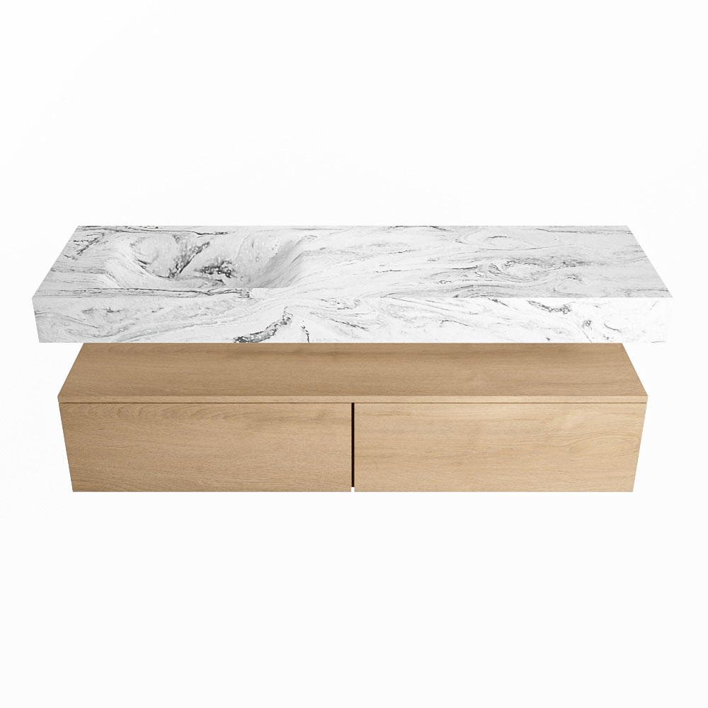 MONDIAZ ALAN-DLUX 150cm mueble de baño Washed Oak 2 cajones. Lavabo CLOUD Izquierda sin orificios color Glace. 4 MONDIAZ ALAN-DLUX 150cm mueble de baño Washed Oak 2 cajones. Lavabo CLOUD Izquierda sin orificios color Glace. - Imagen 4