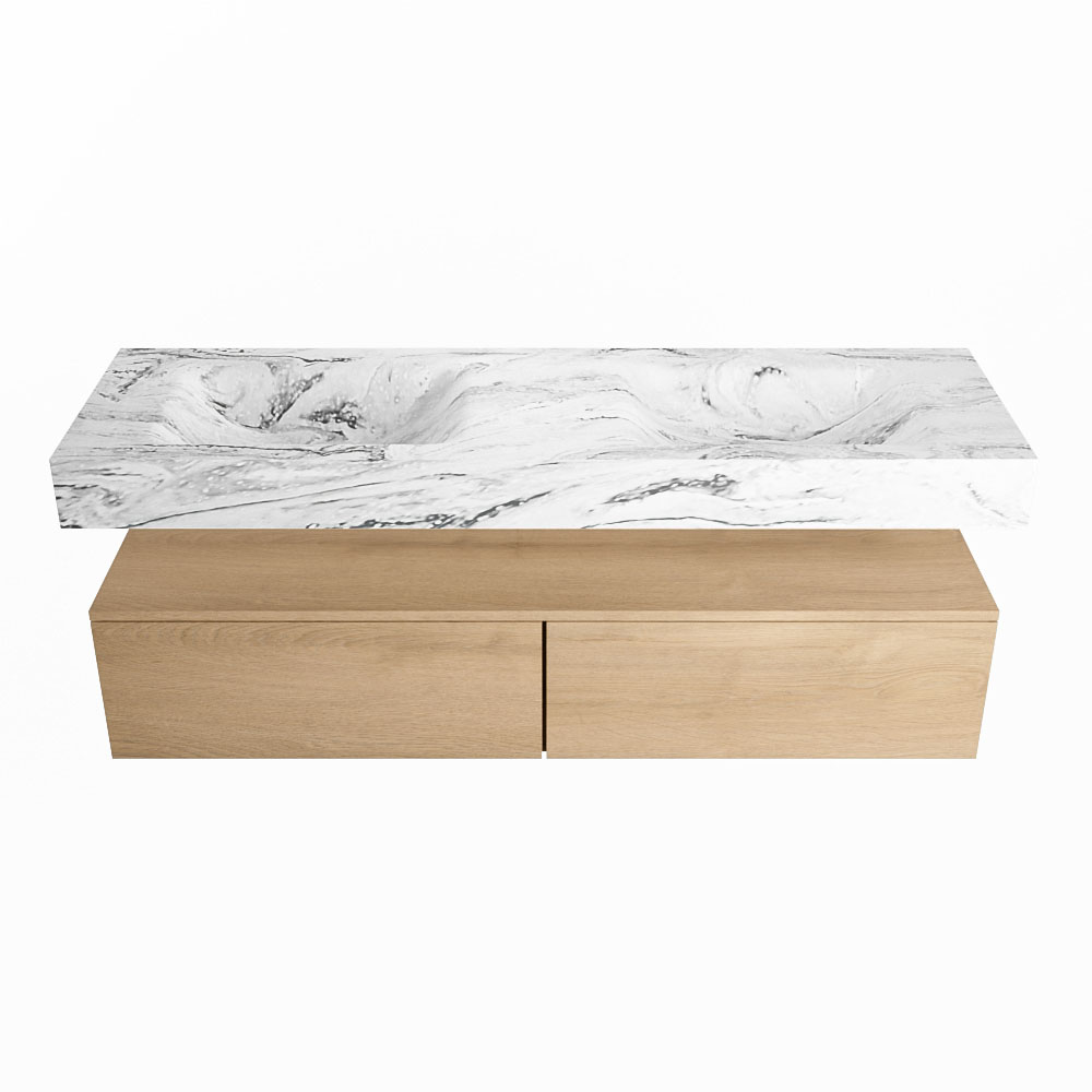 MONDIAZ ALAN-DLUX 150cm mueble de baño Washed Oak 2 cajones. Lavabo CLOUD Doble 2 orificios color Glace. 4 MONDIAZ ALAN-DLUX 150cm mueble de baño Washed Oak 2 cajones. Lavabo CLOUD Doble 2 orificios color Glace. - Imagen 4