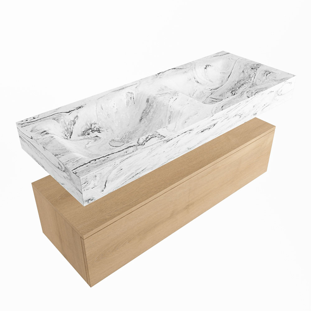MONDIAZ ALAN-DLUX 120cm mueble de baño Washed Oak 1 cajón. Lavabo CLOUD Doble 2 orificios color Glace. 5 MONDIAZ ALAN-DLUX 120cm mueble de baño Washed Oak 1 cajón. Lavabo CLOUD Doble 2 orificios color Glace. - Imagen 5