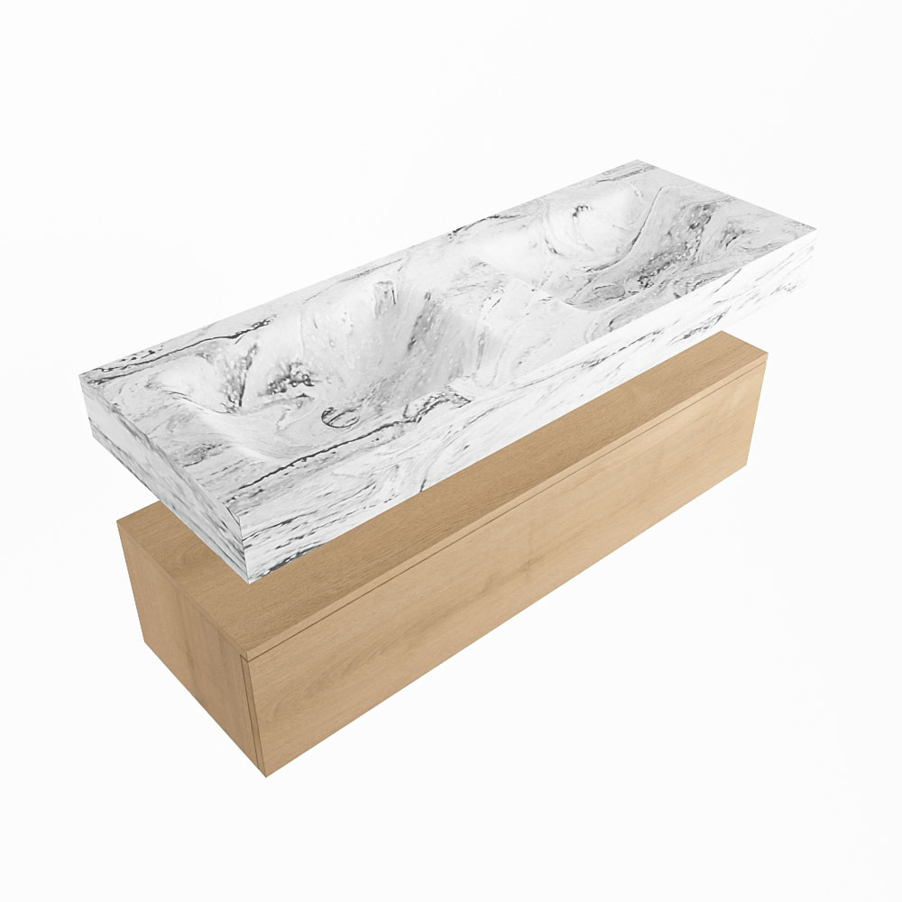 MONDIAZ ALAN-DLUX 130cm mueble de baño Washed Oak 1 cajón. Lavabo CLOUD Doble sin orificios color Glace. 5 MONDIAZ ALAN-DLUX 130cm mueble de baño Washed Oak 1 cajón. Lavabo CLOUD Doble sin orificios color Glace. - Imagen 5