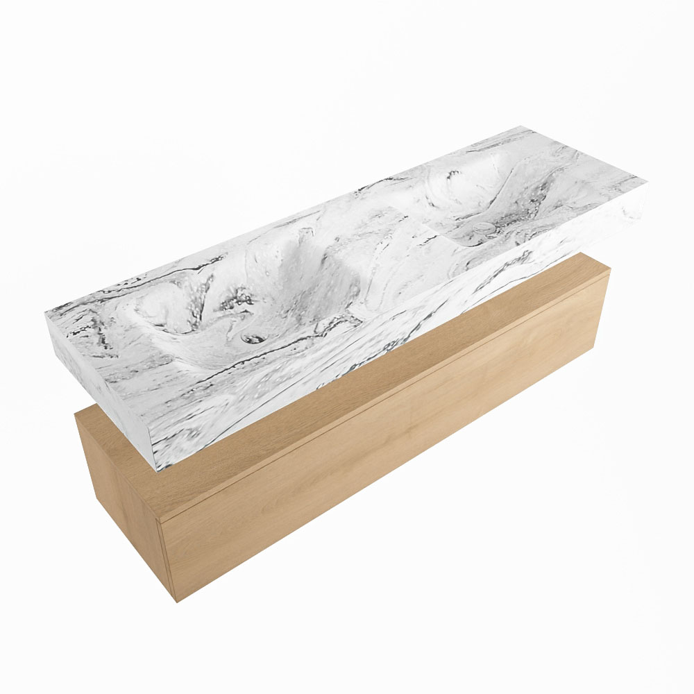 MONDIAZ ALAN-DLUX 150cm mueble de baño Washed Oak 1 cajón. Lavabo CLOUD Doble sin orificios color Glace. 5 MONDIAZ ALAN-DLUX 150cm mueble de baño Washed Oak 1 cajón. Lavabo CLOUD Doble sin orificios color Glace. - Imagen 5