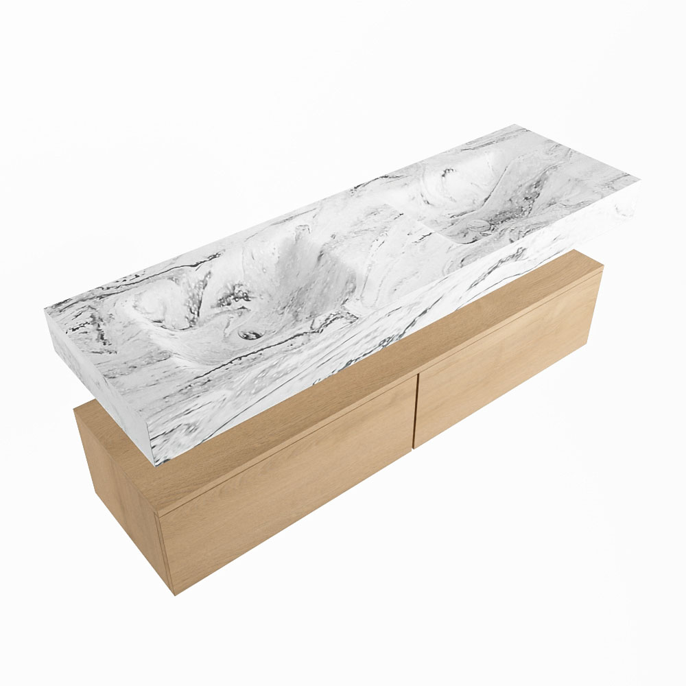 MONDIAZ ALAN-DLUX 150cm mueble de baño Washed Oak 2 cajones. Lavabo CLOUD Doble 2 orificios color Glace. 5 MONDIAZ ALAN-DLUX 150cm mueble de baño Washed Oak 2 cajones. Lavabo CLOUD Doble 2 orificios color Glace. - Imagen 5