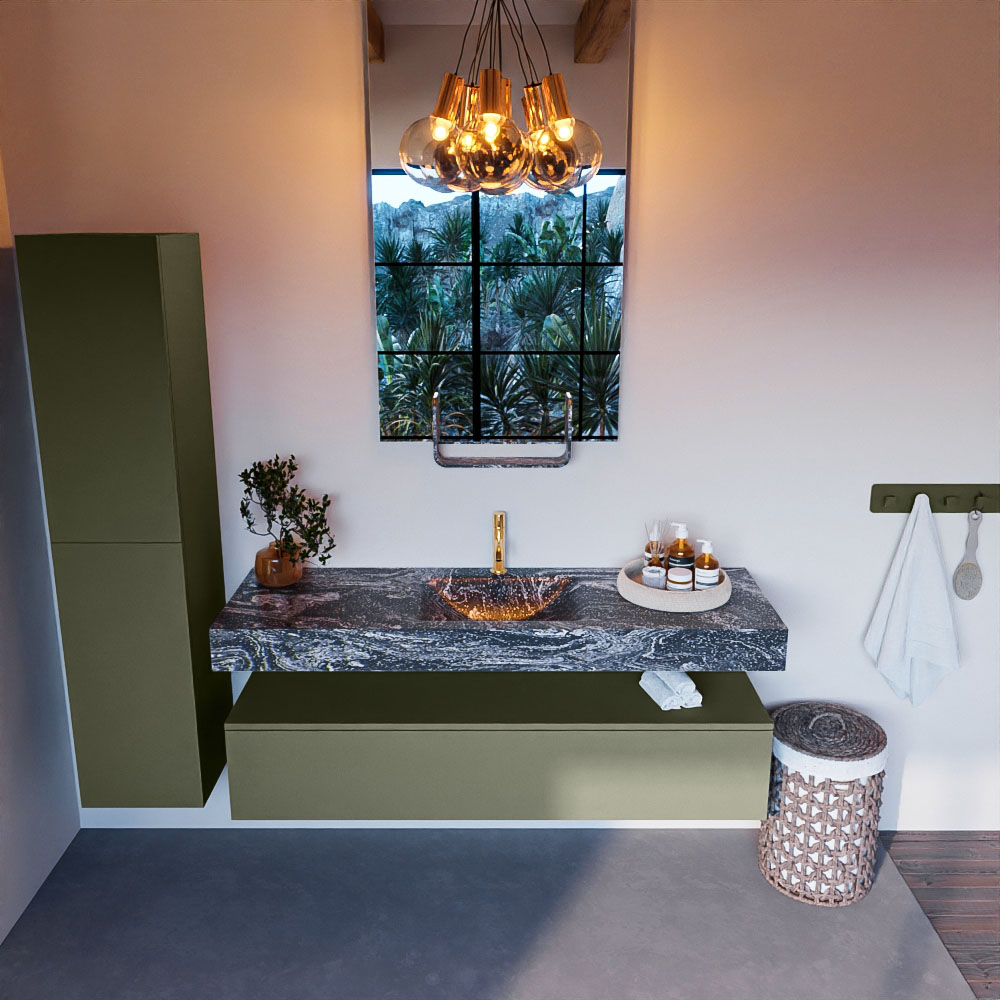 MONDIAZ ALAN-DLUX 150cm mueble de baño Army 1 cajón. Lavabo CLOUD Centro 1 orificio color Lava. 2 MONDIAZ ALAN-DLUX 150cm mueble de baño Army 1 cajón. Lavabo CLOUD Centro 1 orificio color Lava. - Imagen 2