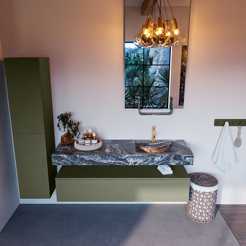 MONDIAZ ALAN-DLUX 150cm mueble de baño Army 1 cajón. Lavabo CLOUD Derecho 1 orificio color Lava. 2 MONDIAZ ALAN-DLUX 150cm mueble de baño Army 1 cajón. Lavabo CLOUD Derecho 1 orificio color Lava. - Imagen 2