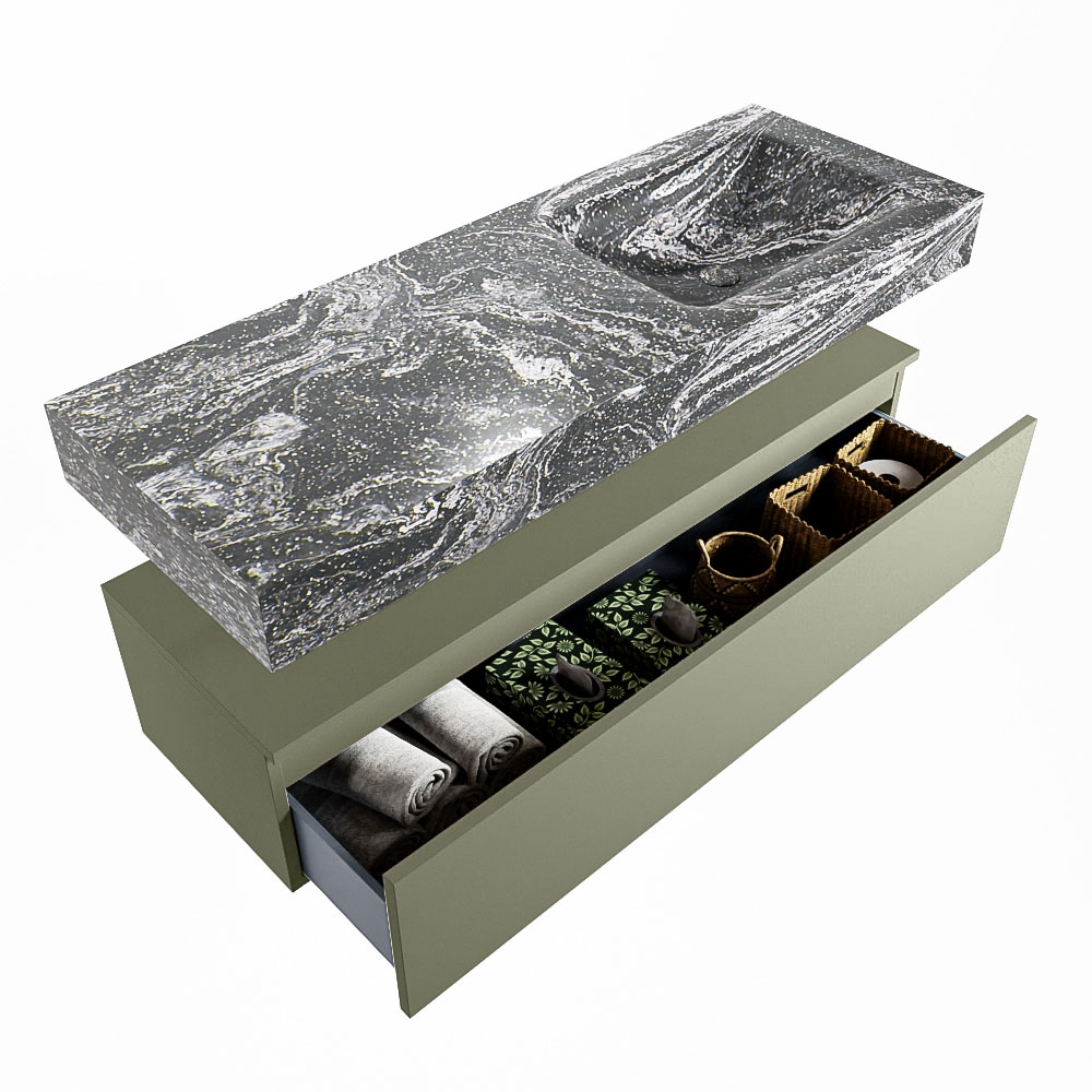 MONDIAZ ALAN-DLUX 130cm mueble de baño Army 1 cajón. Lavabo CLOUD Derecho 1 orificio color Lava. 6 MONDIAZ ALAN-DLUX 130cm mueble de baño Army 1 cajón. Lavabo CLOUD Derecho 1 orificio color Lava. - Imagen 6