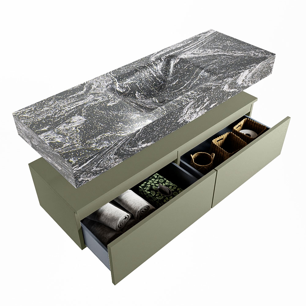 MONDIAZ ALAN-DLUX 130cm mueble de baño Army 2 cajones. Lavabo CLOUD Centro 1 orificio color Lava. 6 MONDIAZ ALAN-DLUX 130cm mueble de baño Army 2 cajones. Lavabo CLOUD Centro 1 orificio color Lava. - Imagen 6