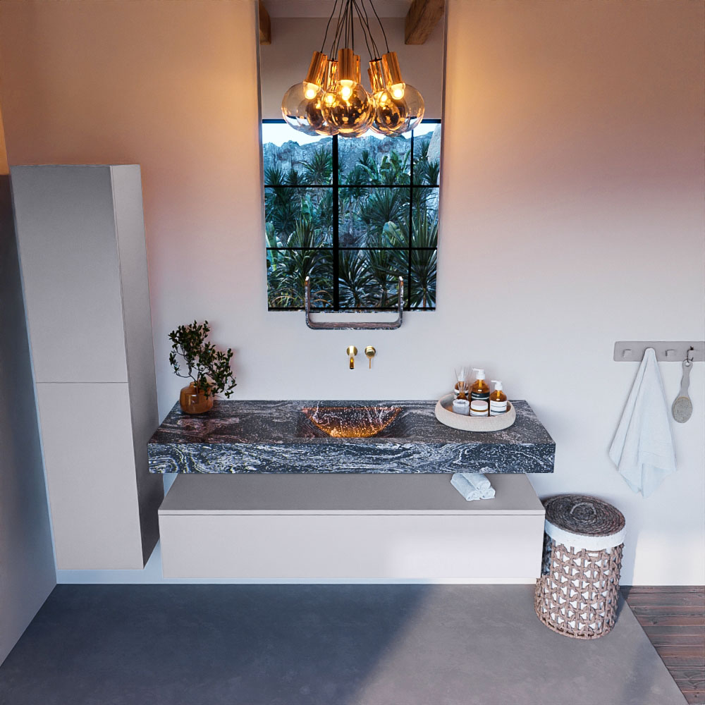 MONDIAZ ALAN-DLUX 150cm mueble de baño Cale 1 cajón. Lavabo CLOUD Centro sin orificios color Lava. 2 MONDIAZ ALAN-DLUX 150cm mueble de baño Cale 1 cajón. Lavabo CLOUD Centro sin orificios color Lava. - Imagen 2