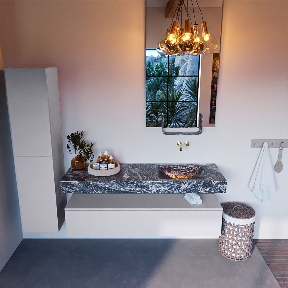 MONDIAZ ALAN-DLUX 150cm mueble de baño Cale 1 cajón. Lavabo CLOUD Derecho sin orificios color Lava. 2 MONDIAZ ALAN-DLUX 150cm mueble de baño Cale 1 cajón. Lavabo CLOUD Derecho sin orificios color Lava. - Imagen 2