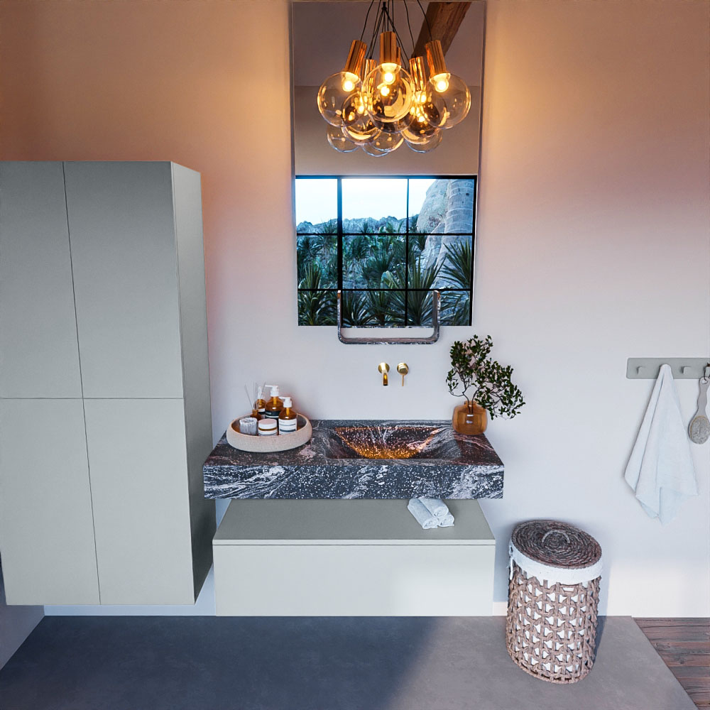MONDIAZ ALAN-DLUX 100cm mueble de baño Clay 1 cajón. Lavabo CLOUD Derecho sin orificios color Lava. 2 MONDIAZ ALAN-DLUX 100cm mueble de baño Clay 1 cajón. Lavabo CLOUD Derecho sin orificios color Lava. - Imagen 2
