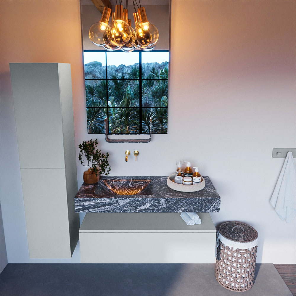 MONDIAZ ALAN-DLUX 110cm mueble de baño Clay 1 cajón. Lavabo CLOUD Izquierda sin orificios color Lava. 2 MONDIAZ ALAN-DLUX 110cm mueble de baño Clay 1 cajón. Lavabo CLOUD Izquierda sin orificios color Lava. - Imagen 2