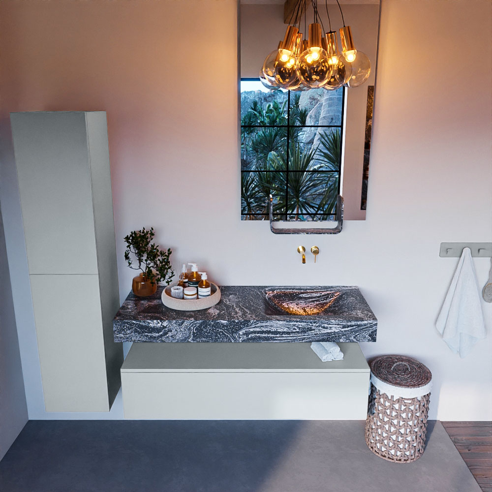 MONDIAZ ALAN-DLUX 130cm mueble de baño Clay 1 cajón. Lavabo CLOUD Derecho sin orificios color Lava. 2 MONDIAZ ALAN-DLUX 130cm mueble de baño Clay 1 cajón. Lavabo CLOUD Derecho sin orificios color Lava. - Imagen 2