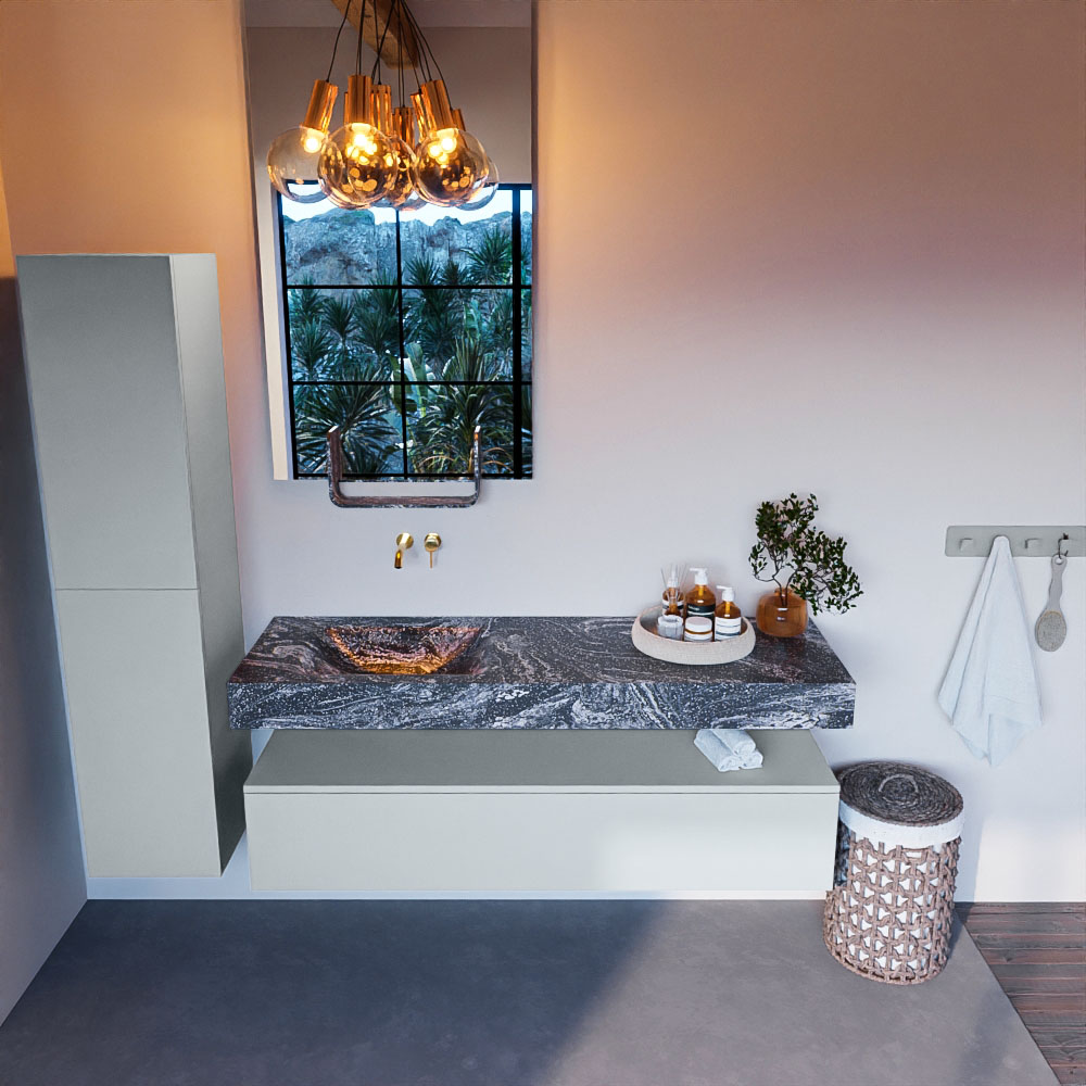 MONDIAZ ALAN-DLUX 150cm mueble de baño Clay 1 cajón. Lavabo CLOUD Izquierda sin orificios color Lava. 2 MONDIAZ ALAN-DLUX 150cm mueble de baño Clay 1 cajón. Lavabo CLOUD Izquierda sin orificios color Lava. - Imagen 2