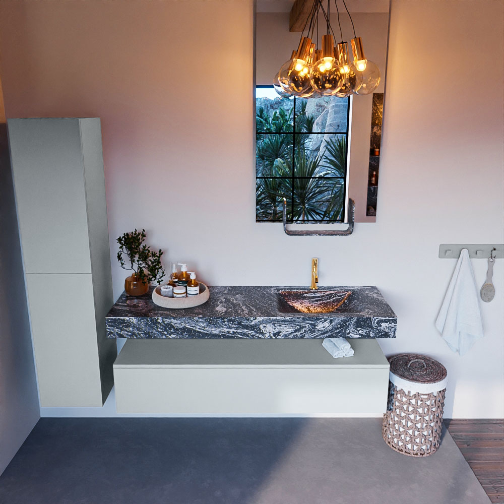 MONDIAZ ALAN-DLUX 150cm mueble de baño Clay 1 cajón. Lavabo CLOUD Derecho 1 orificio color Lava. 2 MONDIAZ ALAN-DLUX 150cm mueble de baño Clay 1 cajón. Lavabo CLOUD Derecho 1 orificio color Lava. - Imagen 2