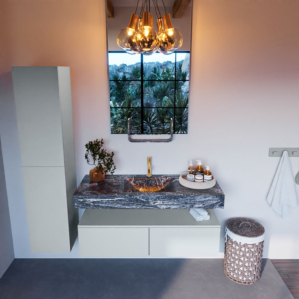 MONDIAZ ALAN-DLUX 120cm mueble de baño Clay 2 cajones. Lavabo CLOUD Centro 1 orificio color Lava. 2 MONDIAZ ALAN-DLUX 120cm mueble de baño Clay 2 cajones. Lavabo CLOUD Centro 1 orificio color Lava. - Imagen 2