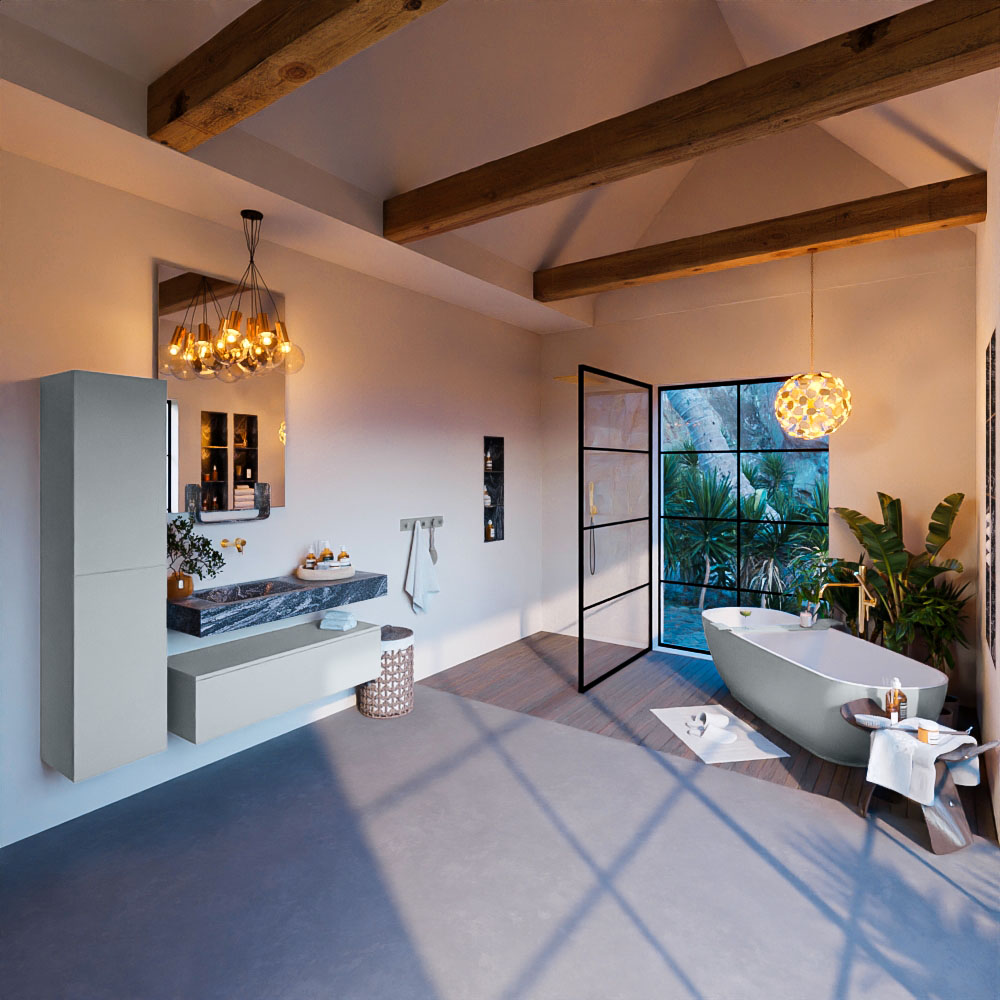 MONDIAZ ALAN-DLUX 110cm mueble de baño Clay 1 cajón. Lavabo CLOUD Izquierda sin orificios color Lava. 3 MONDIAZ ALAN-DLUX 110cm mueble de baño Clay 1 cajón. Lavabo CLOUD Izquierda sin orificios color Lava. - Imagen 3