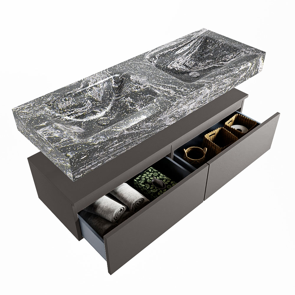 MONDIAZ ALAN-DLUX 130cm mueble de baño Dark Grey 2 cajones. Lavabo CLOUD Doble 2 orificios color Lava. 6 MONDIAZ ALAN-DLUX 130cm mueble de baño Dark Grey 2 cajones. Lavabo CLOUD Doble 2 orificios color Lava. - Imagen 6